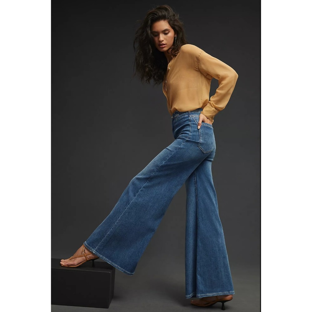 Pilcro Wide-Leg Flare Jeans in Blue - Picture 9 of 9